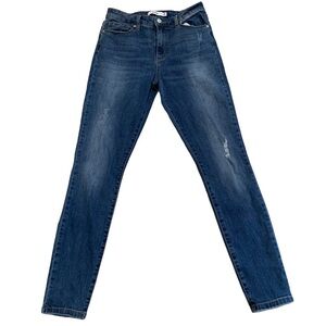 JustFab Distressed Dark Wash Skinny Jeans - Size 29